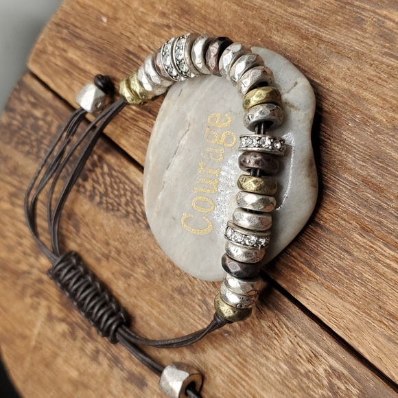 Bronze copper gold mixed metal brutalist caveman bracelet B2602 - Picture 1 of 2